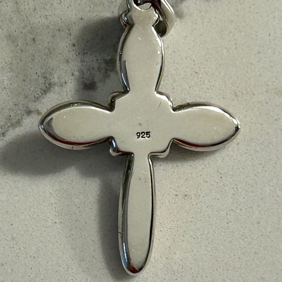 Silpada pearl cross pendant (S0971) 1 1/2”. SS 925 with popcorn type accents. - Picture 4 of 4